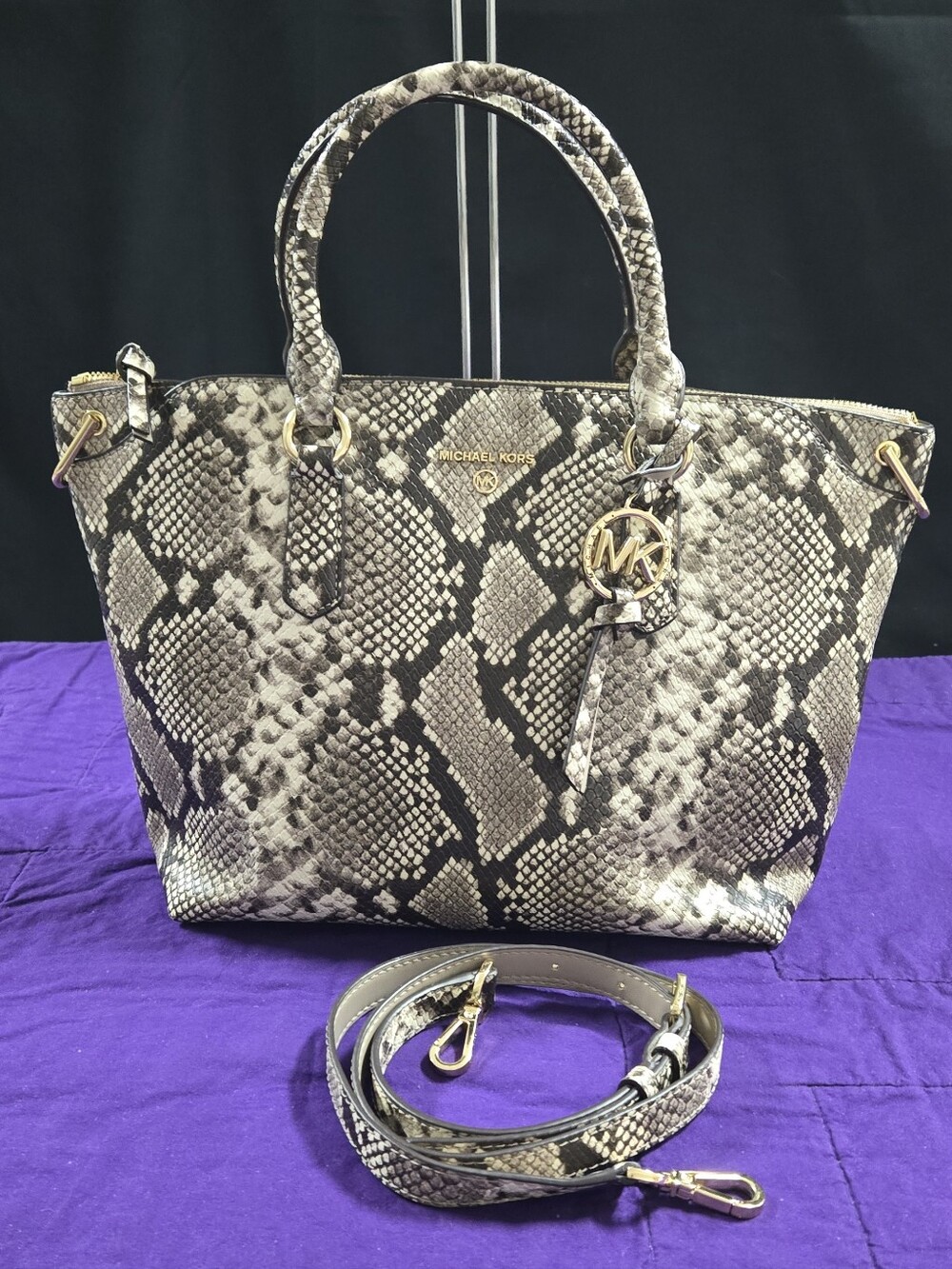 Michael Kors Elson Large Snake-Print Satchel